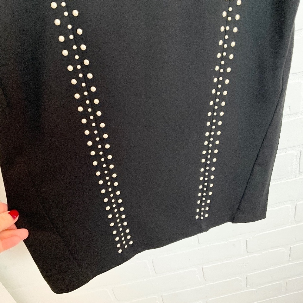Rinascimento Office Siren Pearl Stud High Waist Mini Skirt Black Sz M - Picture 5 of 10